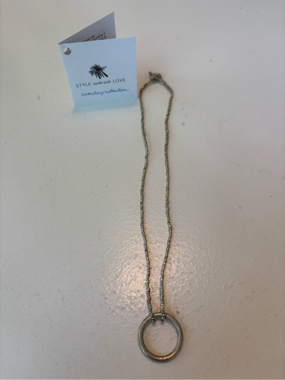 Noonday Collection Silver Beaded Circle Pendant Necklace